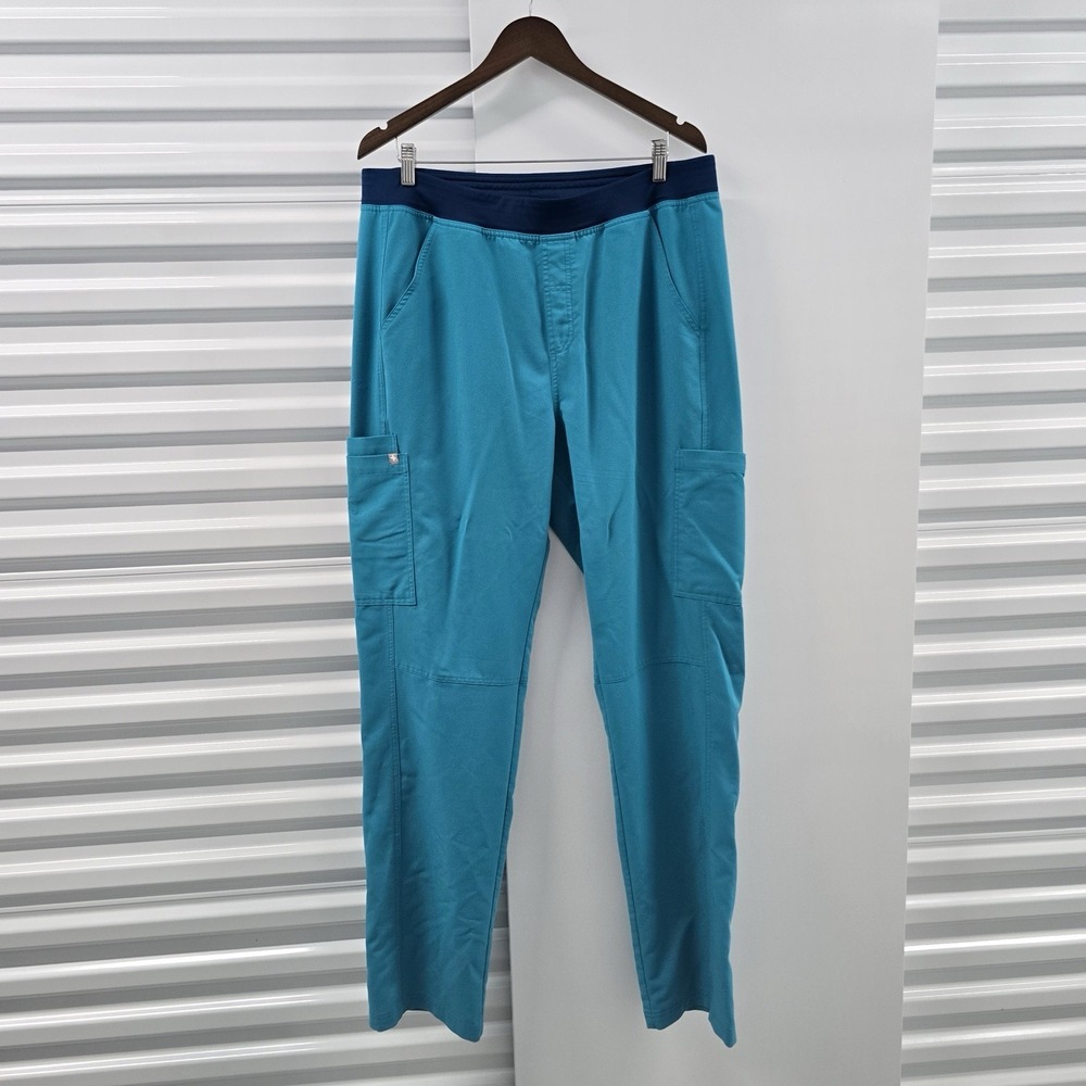 FIGS Technical Collection Womens XL Teal Blue Cargo Scrub Pants Stretch